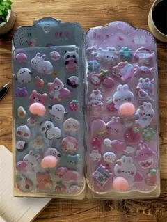 ２枚セット　おしりシール　マシュマロシール　動物キャラクター　立体シール　セット