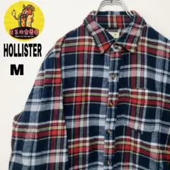 usa古着 HOLLISTER ネルシャツ　M ネイビー　レッド　チェック