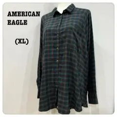 【AMERICAN EAGLE】レディース BIGシャツ グリーン系 XL