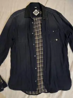 00s DIESEL ディーゼル　レザーカラーインディゴデニムシャツ　y2k