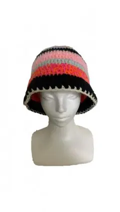 ストライプ編みバケットハット