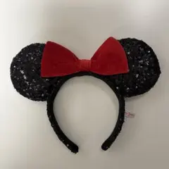 ミニーマウス カチューシャ 黒スパンコール