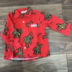 mini house 赤 クマ柄 長袖シャツ A