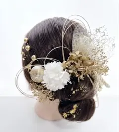 no.5167 ゴールド　金箔　水引き　ヘアアクセ　成人式髪飾り　卒業式　成人式