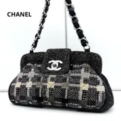 CHANEL ツイード チェーンショルダーバッグ マトラッセ ココマーク 正規品
