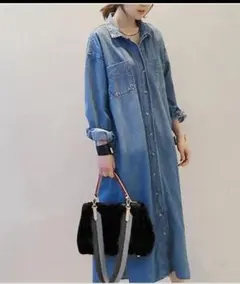 girly doll デニムオーバーシャツワンピース