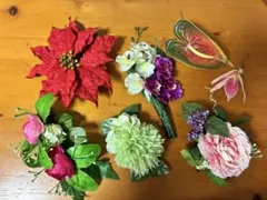 フラダンス　髪飾りセット　ハワイアン　ハワイ　手作り　ヘアクリップ　ヘア小物