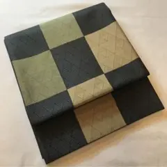 絹張絣の洒落袋帯　すずのき