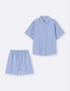 GU　ストライプパジャマ（半袖&ショートパンツ）