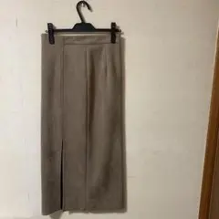 ベージュ スエード風 タイトスカート
