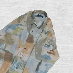 長袖シャツ ポリエステル100% 多色抽象パターン 総柄 Ｌサイズ