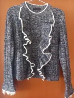 ☆QUEENS COURT☆フリル☆グレー☆ニット☆美品☆