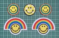 ワッペン スマイル 3種5枚セット② アイロン接着 匿名配送