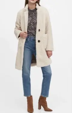 BANANA REPUBLIC ボア素材クリーム色 モコモコ ロングコート