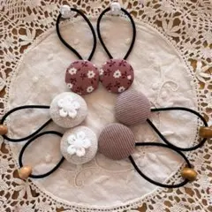 くるみボタン ヘアゴム セット