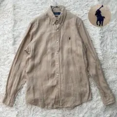 ✨美品✨ ポロラルフローレン 近年 リネンシャツ 麻100% ポニー刺繍 洗える