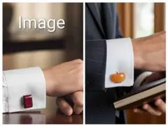 昭和レトロ カフスボタン 2種セット（オレンジ系＆赤黒系）ヴィンテージ