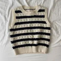 GRL グレイル　ボーダー柄ノースリーブニットベスト[ab137h]