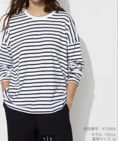 ユニクロ スムースコットンリラックスボーダーT UNIQLO