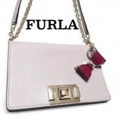 フルラ MIMI ショルダーバッグ チェーン リボンチャーム付 ミニ レザー