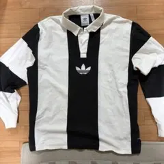adidas90s ストライプ ポロシャツ ホワイト/ブラック