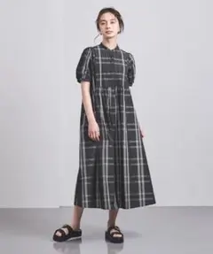 セルフォード エンブロイダリーボリュームシャツワンピース ネイビー