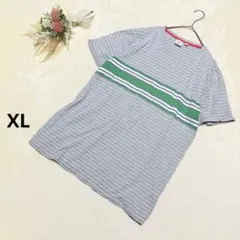 ユニクロ UNIQLO 【XL】 ボーダー Tシャツ コラボ 綿100% グレー