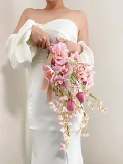 桜前撮りブーケ　ウェディング　アーティフィシャルフラワー　造花