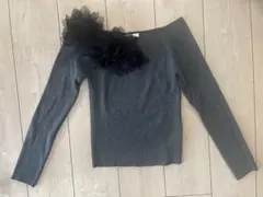 SNIDEL グレー フラワー装飾 長袖ニット