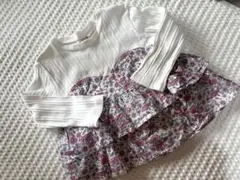 petit main 花柄スカート付きトップス 130