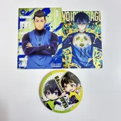 ブルーロック 潔世一、蜂楽廻、伊右衛門送人 缶バッジ、クリアカード、ウエハース