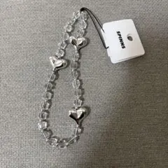 新品未使用 SPINNS クリアハートビーズ モバイルストラップ