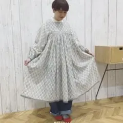 maison de soil ブロックプリント ピンタックギャザー ラップドレス maison de soil ブロックプリント ピンタックギャザー ラップドレス