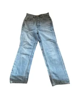 ストレート デニム パンツ ライトブルー ハイウエスト ジーンズ