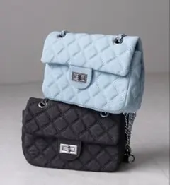 2WAY 】キルティングチェーンデニムフラップショルダーバッグ