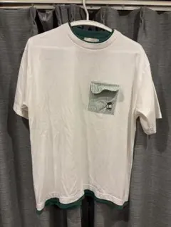 【即日発送】ポケット付き ベア刺繍 Tシャツ ホワイト グリーン✨のサムネイル