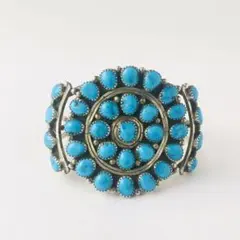 インディアンジュエリー　ナバホ  クラスター　ターコイズ　シルバー　バングル