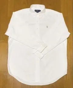 ラルフローレン.長袖.BD.シャツ.白.ワンポイント.