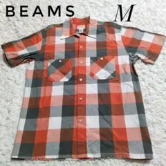 BEAMS 半袖ブロック チェック シャツ M コットン 綿100%のサムネイル