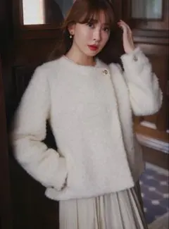 Elise Boucle Peplum Coat