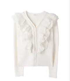 Ruffle Pleated Knit Cardigan オフホワイトM