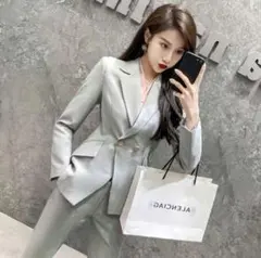 ライトグレー ビジネススーツ スーツ セットアップ 社会人