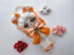 ちびぐるみ ぬい服 ねこさんケープ(ホワイト)オレンジリボン