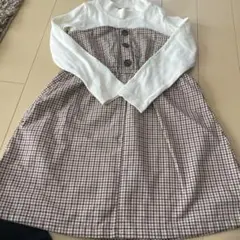 【美品】GU チェック柄 ジャンバースカート 110cm