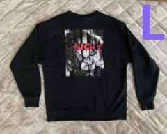 試着のみ チャッキー チャイルドプレイ バックプリント トレーナー L ブラック