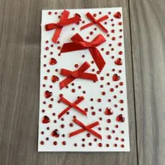 フェイスシールリボンハート子供赤色顔目元髪発表ダンスコギャルデコ子供入卒園卒業式