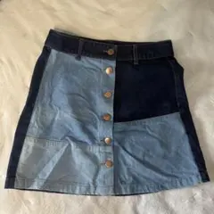 【H&M】 デニムパッチワークミニスカート EUR 34