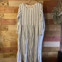 ニシキ　マタニティパジャマ　前開き　アイボリーストライプ