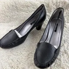 ecco ヒールパンプス　レザー　黒　チャンキーヒール　38のサムネイル