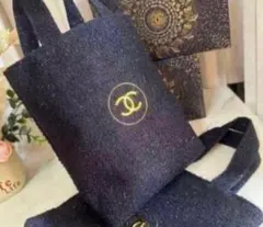 CHANELミニトート　バッグ ノベルティ海外限定　ネイビー